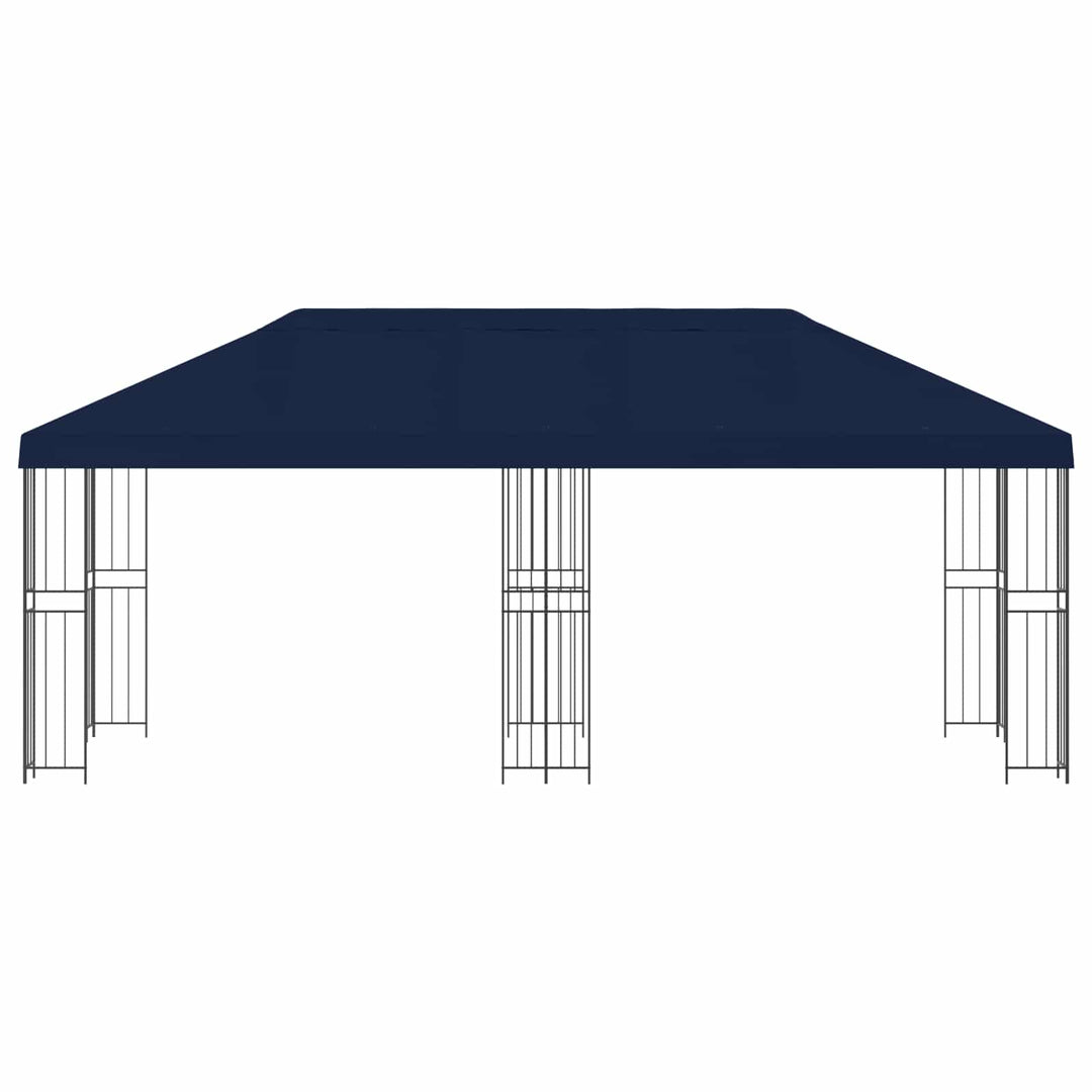 Pavillon med sidetapper 6 x 3 m Blå Polyester og Stål 190