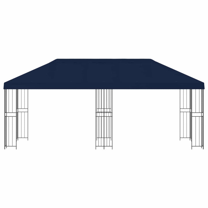 Pavillon med sidetapper 6 x 3 m Blå Polyester og Stål 190
