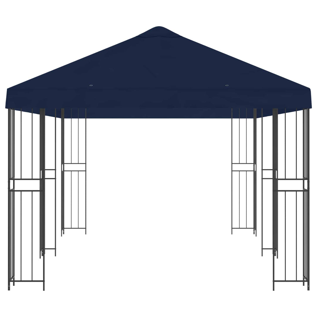 Pavillon med sidetapper 6 x 3 m Blå Polyester og Stål 190