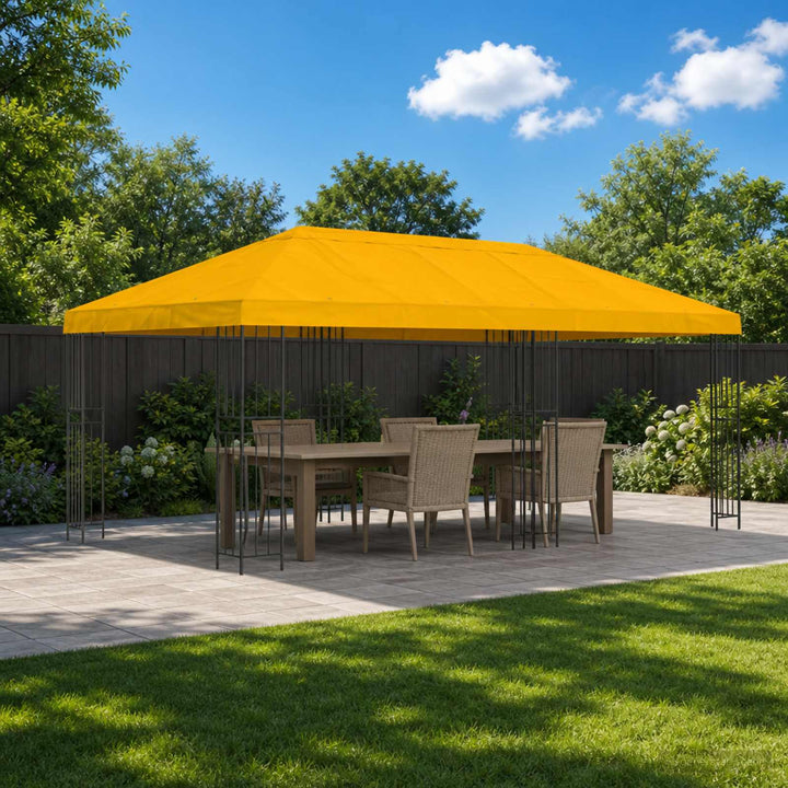 Pavillon med sidetapper 6 x 3 m Gul Polyester og Stål 190