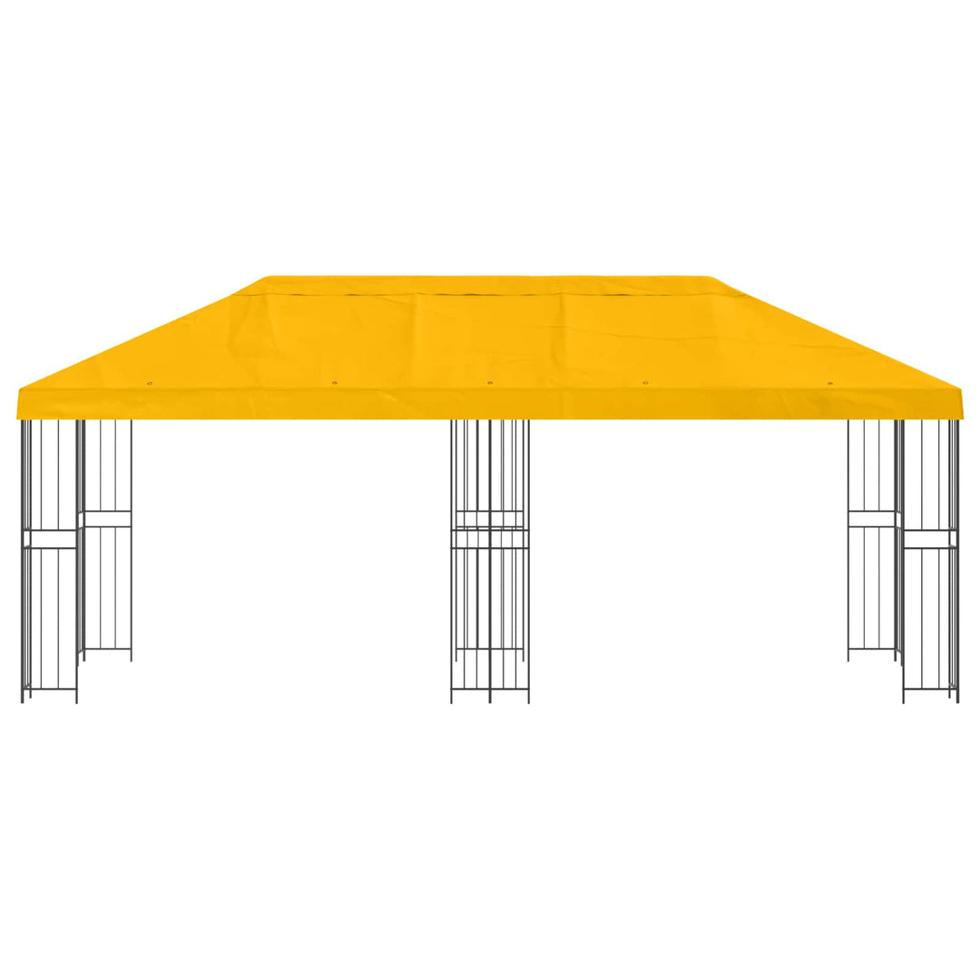 Pavillon med sidetapper 6 x 3 m Gul Polyester og Stål 190