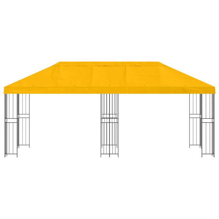 Pavillon med sidetapper 6 x 3 m Gul Polyester og Stål 190
