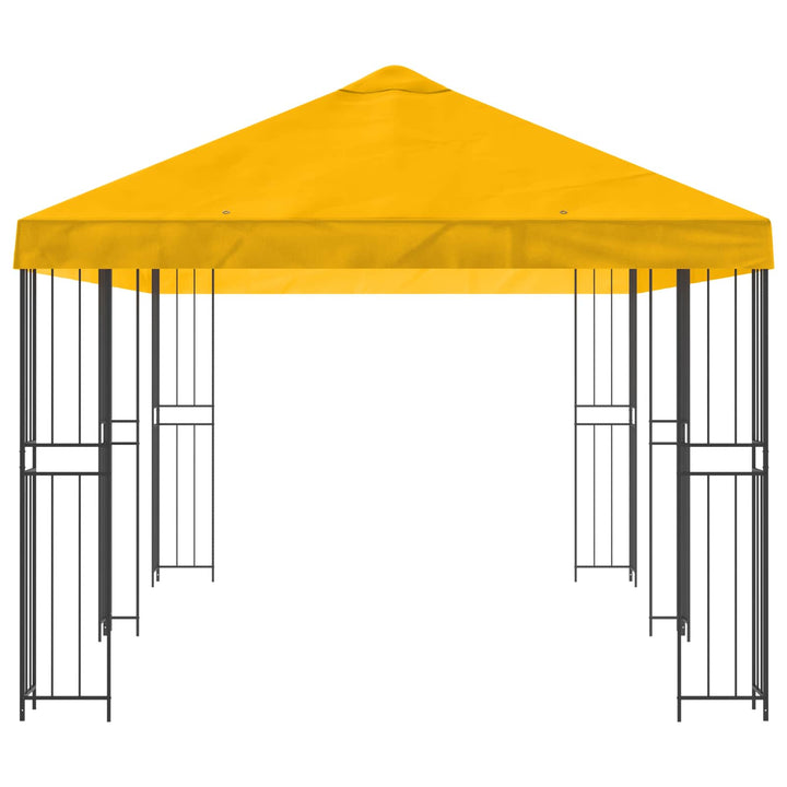 Pavillon med sidetapper 6 x 3 m Gul Polyester og Stål 190