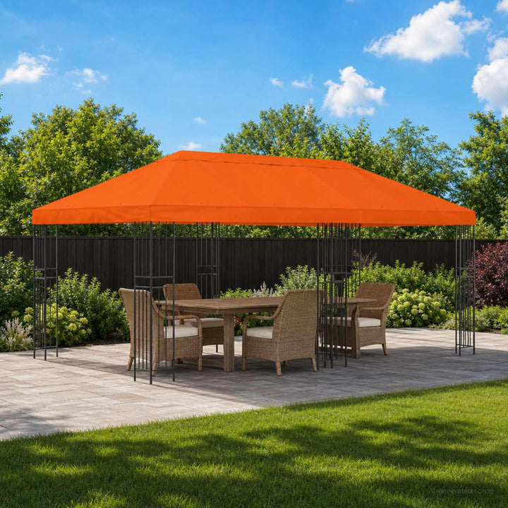 Have Gazebo 6 x 3 m Orange Polyester og Stål 190 gsm