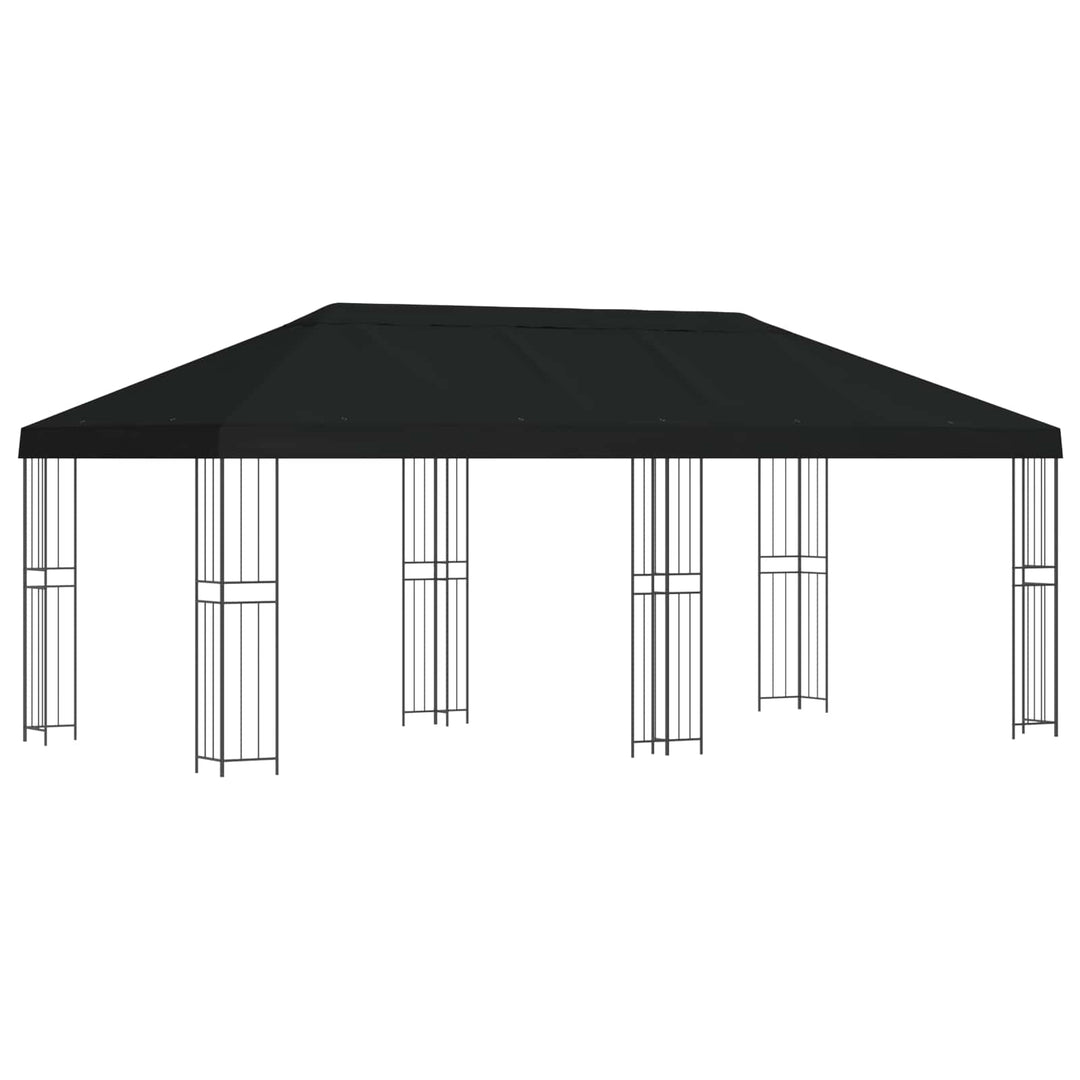 Pavillon med sidetapper 6 x 3 m Sort Polyester og Stål 190