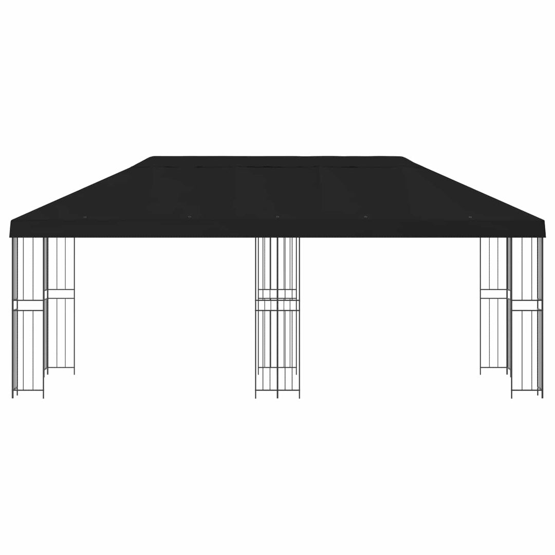 Pavillon med sidetapper 6 x 3 m Sort Polyester og Stål 190
