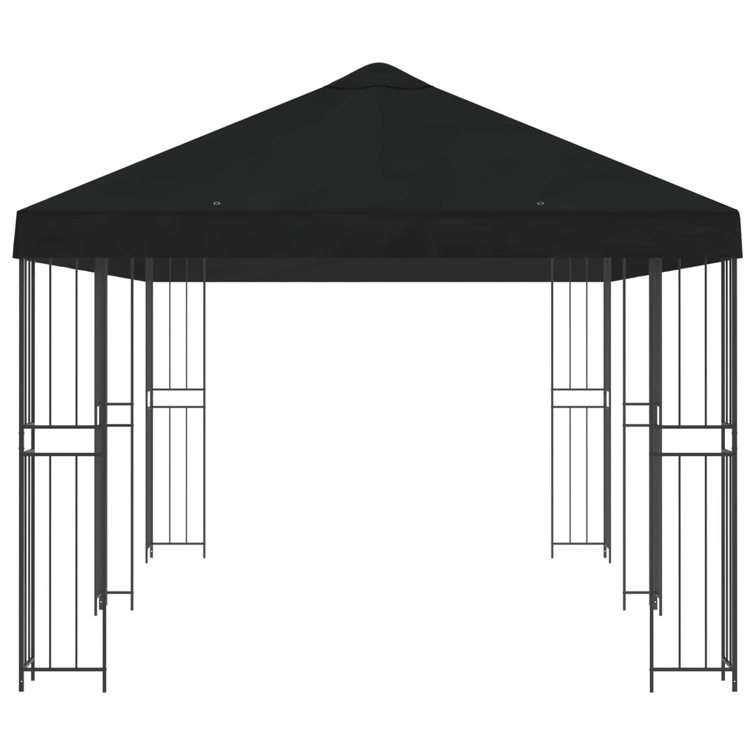 Pavillon med sidetapper 6 x 3 m Sort Polyester og Stål 190