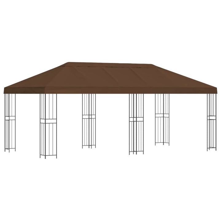 Pavillon med sidetapper 6 x 3 m Brun Polyester og Stål 190
