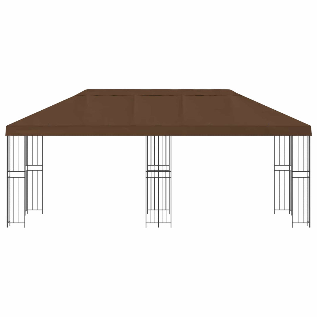 Pavillon med sidetapper 6 x 3 m Brun Polyester og Stål 190