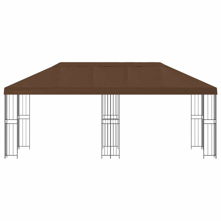 Pavillon med sidetapper 6 x 3 m Brun Polyester og Stål 190