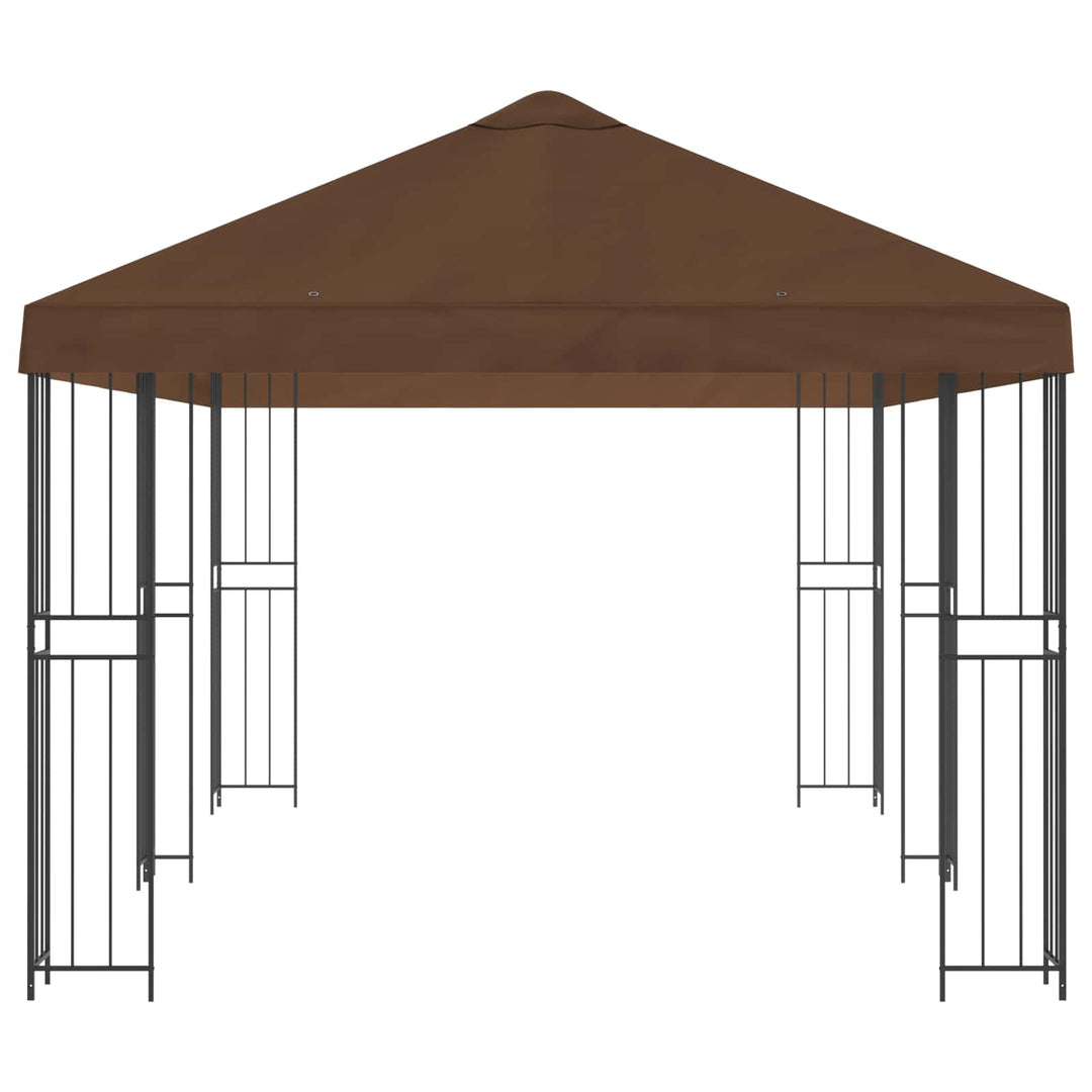 Pavillon med sidetapper 6 x 3 m Brun Polyester og Stål 190