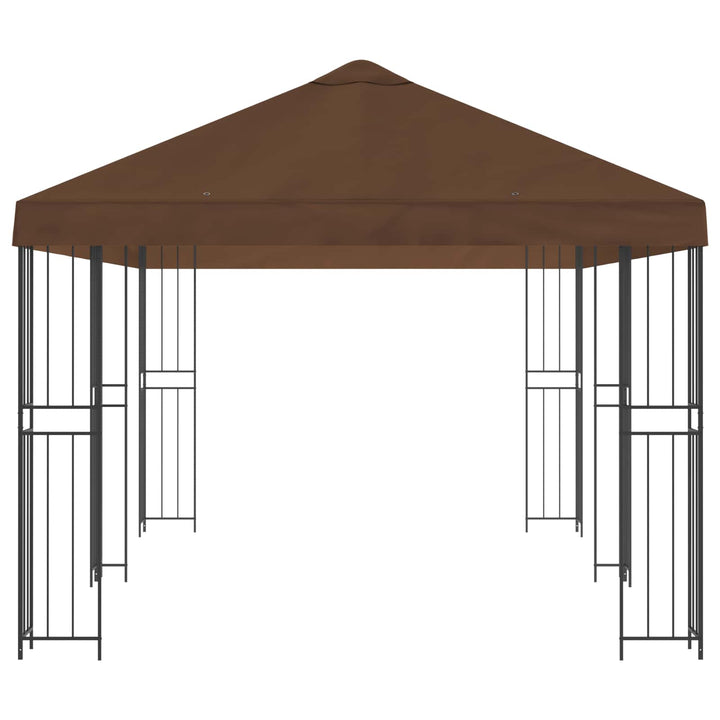 Pavillon med sidetapper 6 x 3 m Brun Polyester og Stål 190