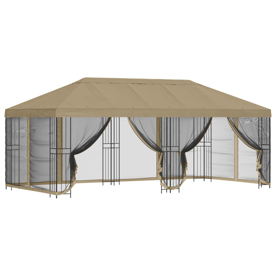 Pavillon med sidetapper 6 x 3 m Beige Polyester og Stål 190 gsm