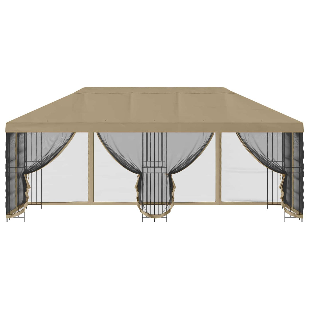 Pavillon med sidetapper 6 x 3 m Beige Polyester og Stål 190 gsm
