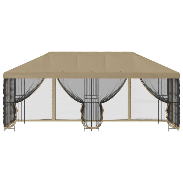 Pavillon med sidetapper 6 x 3 m Beige Polyester og Stål 190 gsm