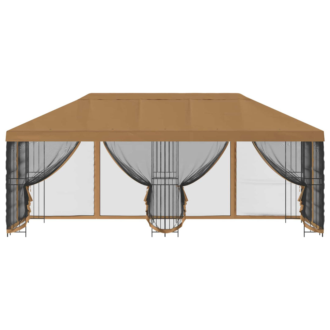 Pavillon med sidetapper 6 x 3 m Beige Polyester og Stål 190