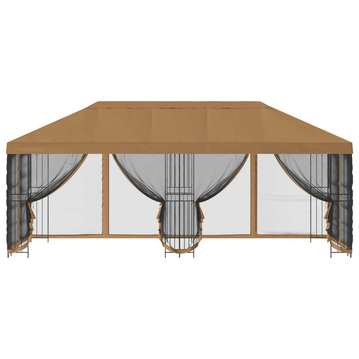 Pavillon med sidetapper 6 x 3 m Beige Polyester og Stål 190