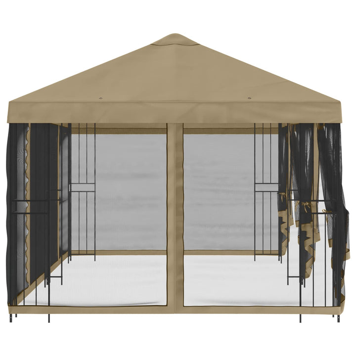 Pavillon med sidetapper 6 x 3 m Beige Polyester og Stål 190 gsm
