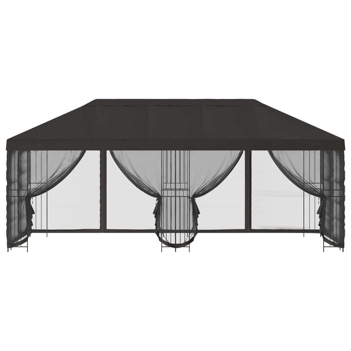 Pavillon med sidetapper 6 x 3 m Antracit Polyester og Stål 190