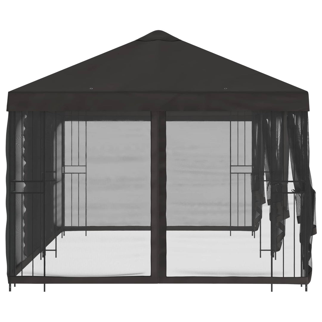 Pavillon med sidetapper 6 x 3 m Antracit Polyester og Stål 190