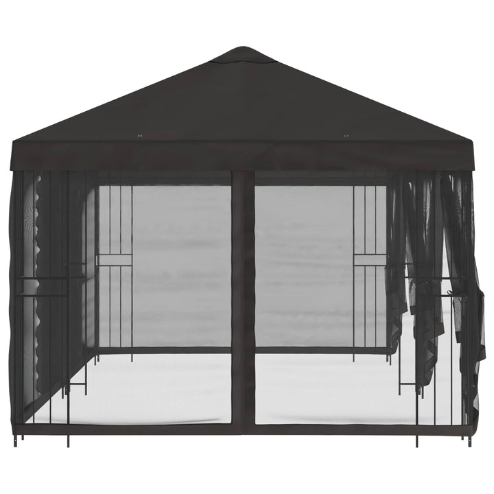 Pavillon med sidetapper 6 x 3 m Antracit Polyester og Stål 190