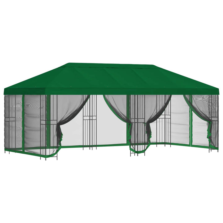 Pavillon med sidetapper 6 x 3 m Grøn Polyester og Stål 190
