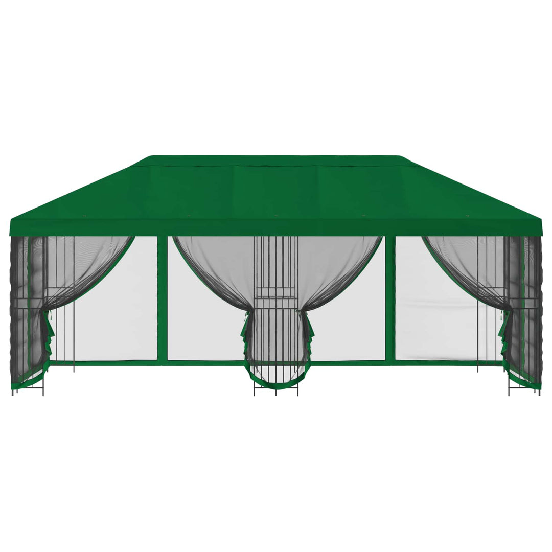 Pavillon med sidetapper 6 x 3 m Grøn Polyester og Stål 190