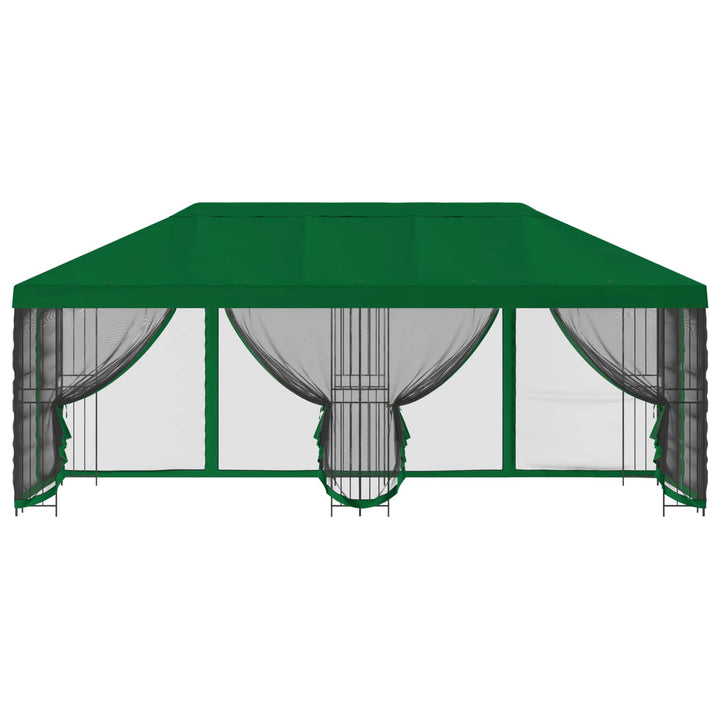 Pavillon med sidetapper 6 x 3 m Grøn Polyester og Stål 190
