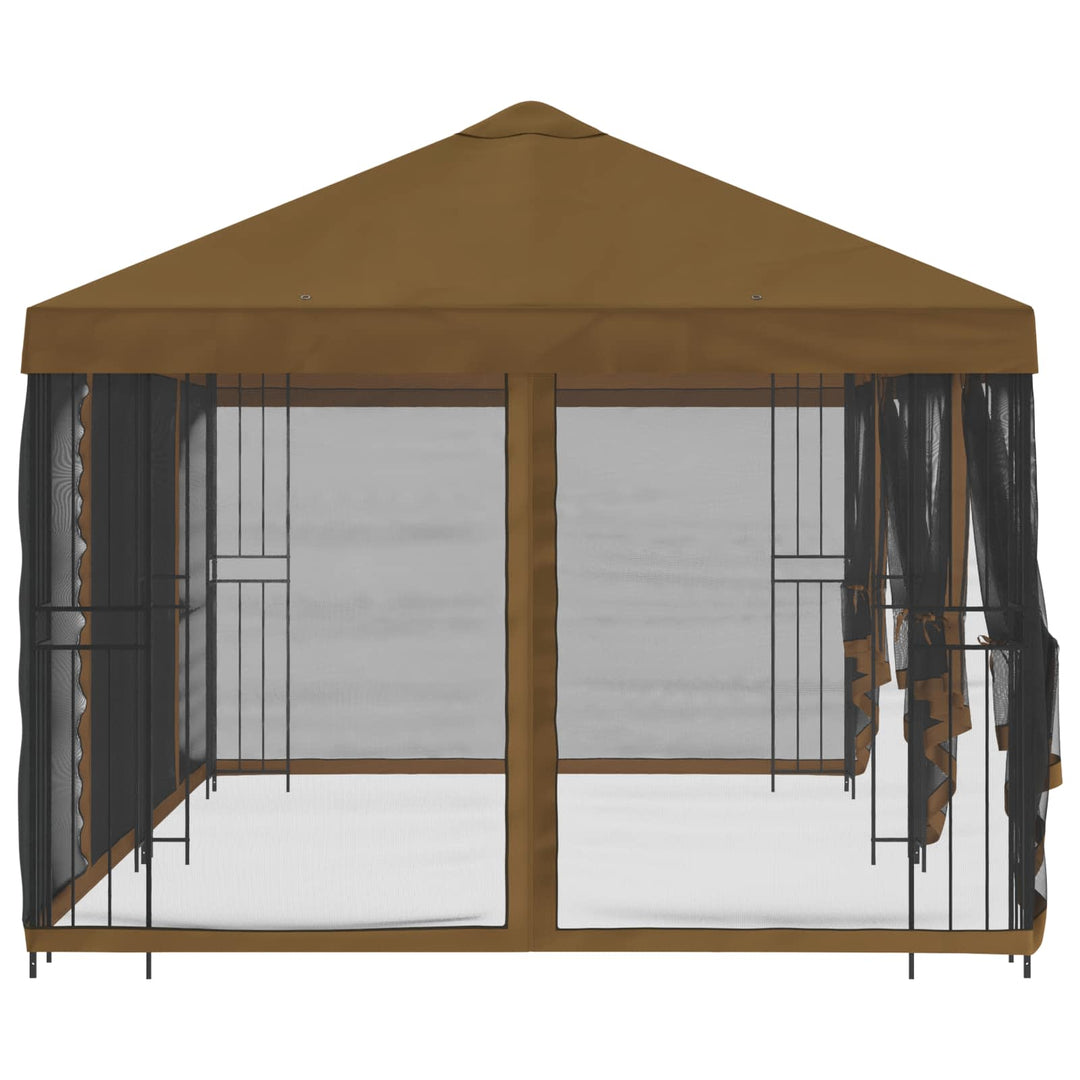 Pavillon med sidetapper 6 x 3 m Gråbrun Polyester og Stål 190
