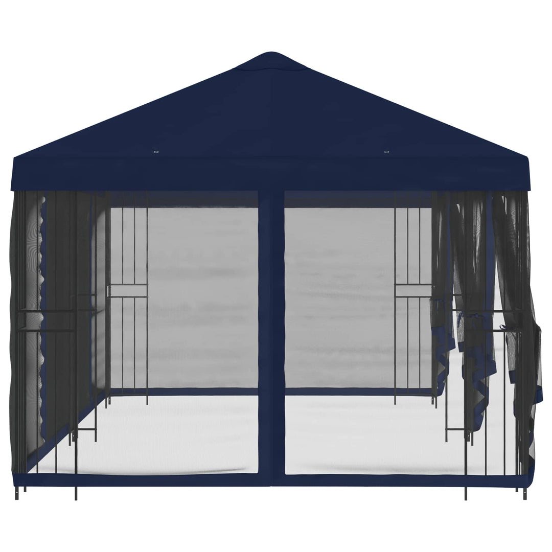Pavillon med sidetapper 6 x 3 m Blå Polyester og Stål 190