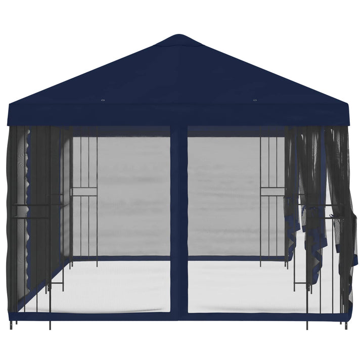 Pavillon med sidetapper 6 x 3 m Blå Polyester og Stål 190