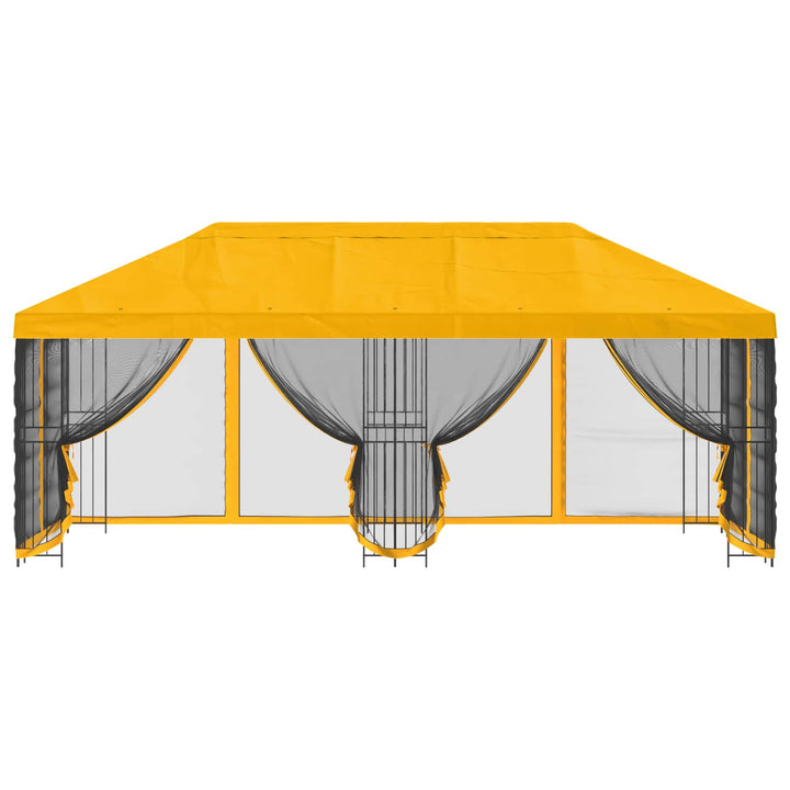 Pavillon med sidetapper 6 x 3 m Gul Polyester og Stål 190