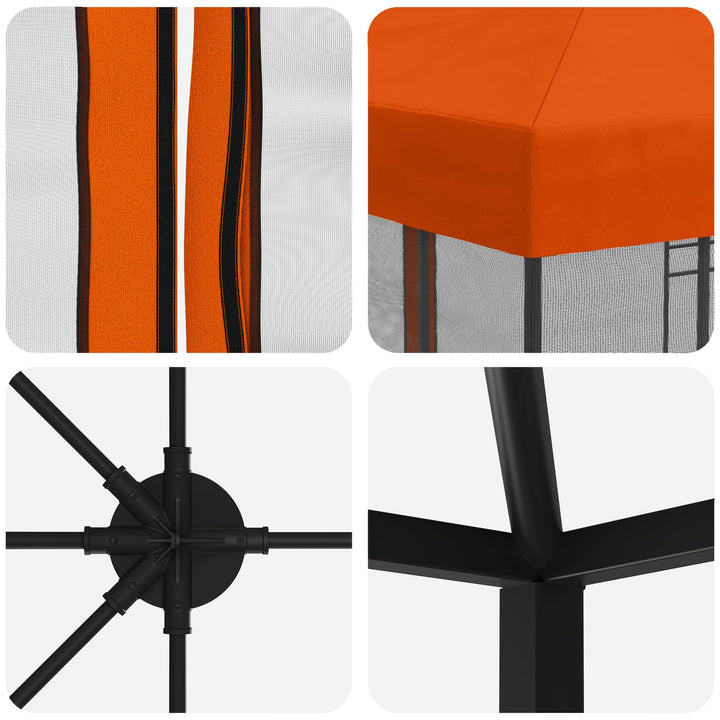 Pavillon med sidetapper 6 x 3 m Orange Polyester og Stål