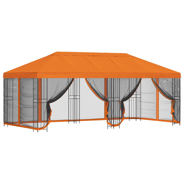 Pavillon med sidetapper 6 x 3 m Orange Polyester og Stål