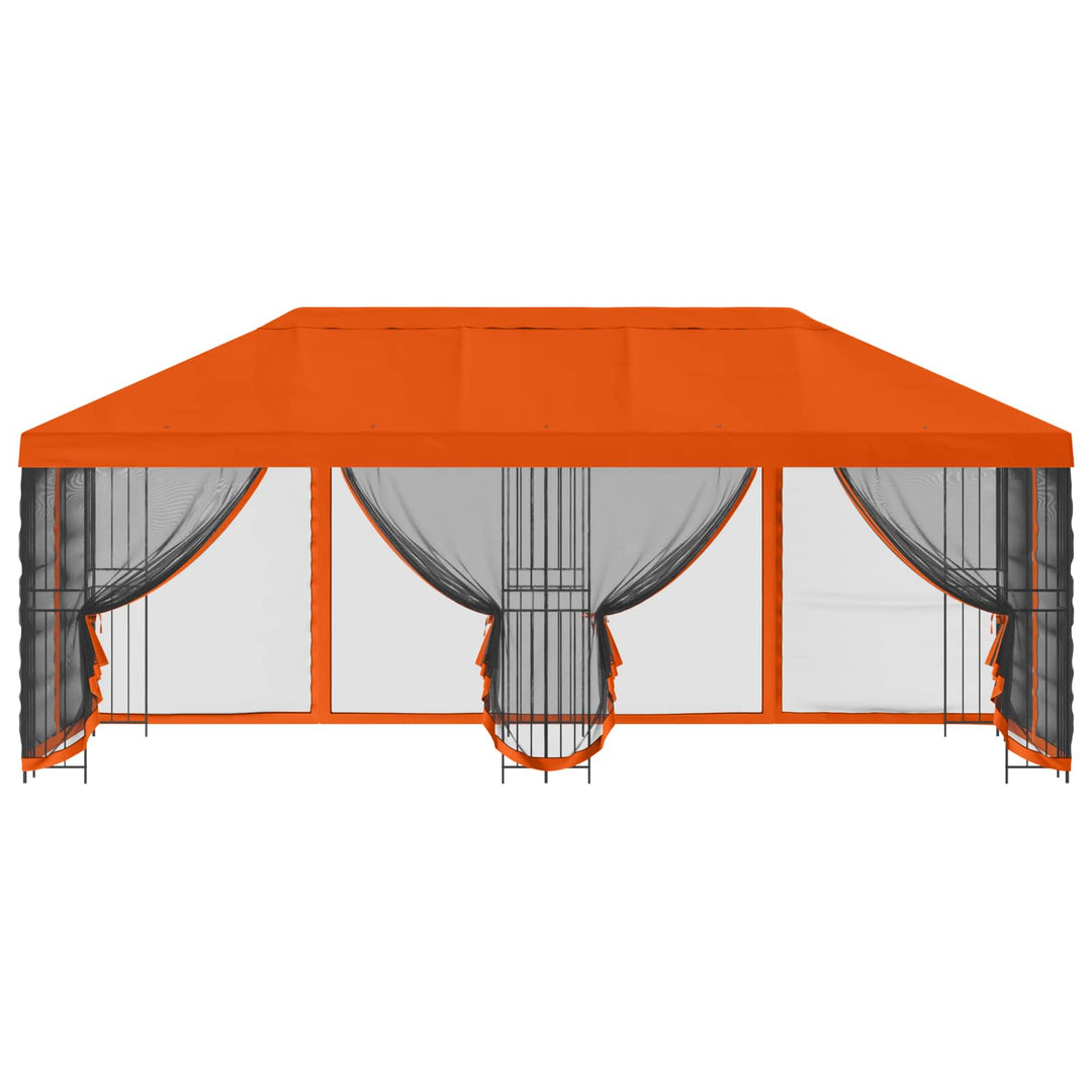 Pavillon med sidetapper 6 x 3 m Orange Polyester og Stål