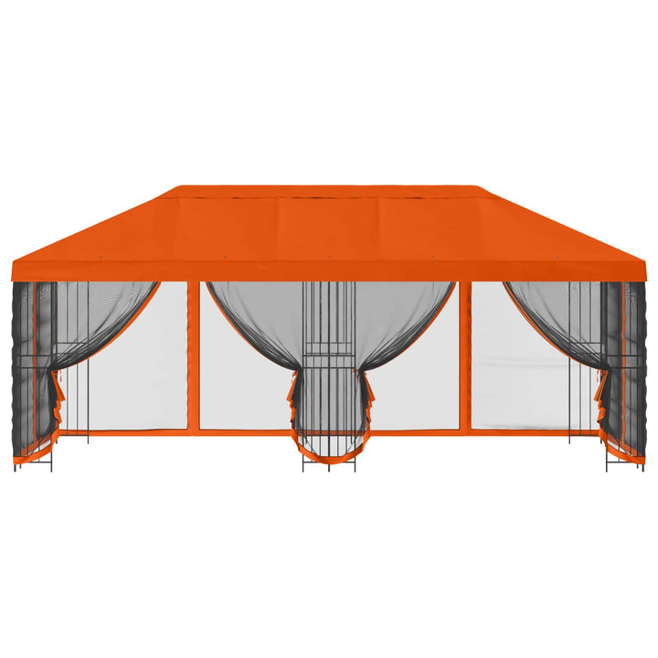 Pavillon med sidetapper 6 x 3 m Orange Polyester og Stål