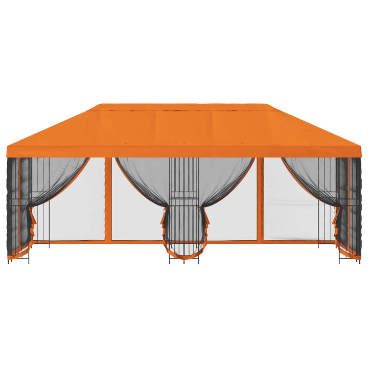 Pavillon med sidetapper 6 x 3 m Orange Polyester og Stål 190
