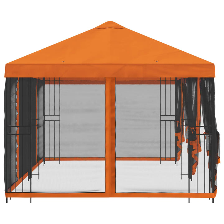 Pavillon med sidetapper 6 x 3 m Orange Polyester og Stål