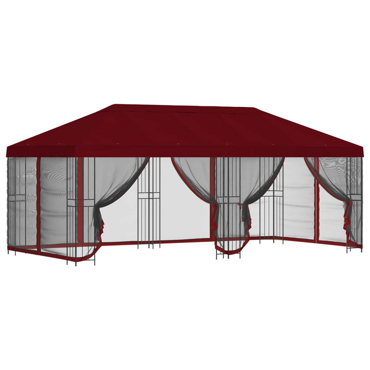 Pavillon med sidetapper 6 x 3 m Bordeaux Polyester og Stål 190