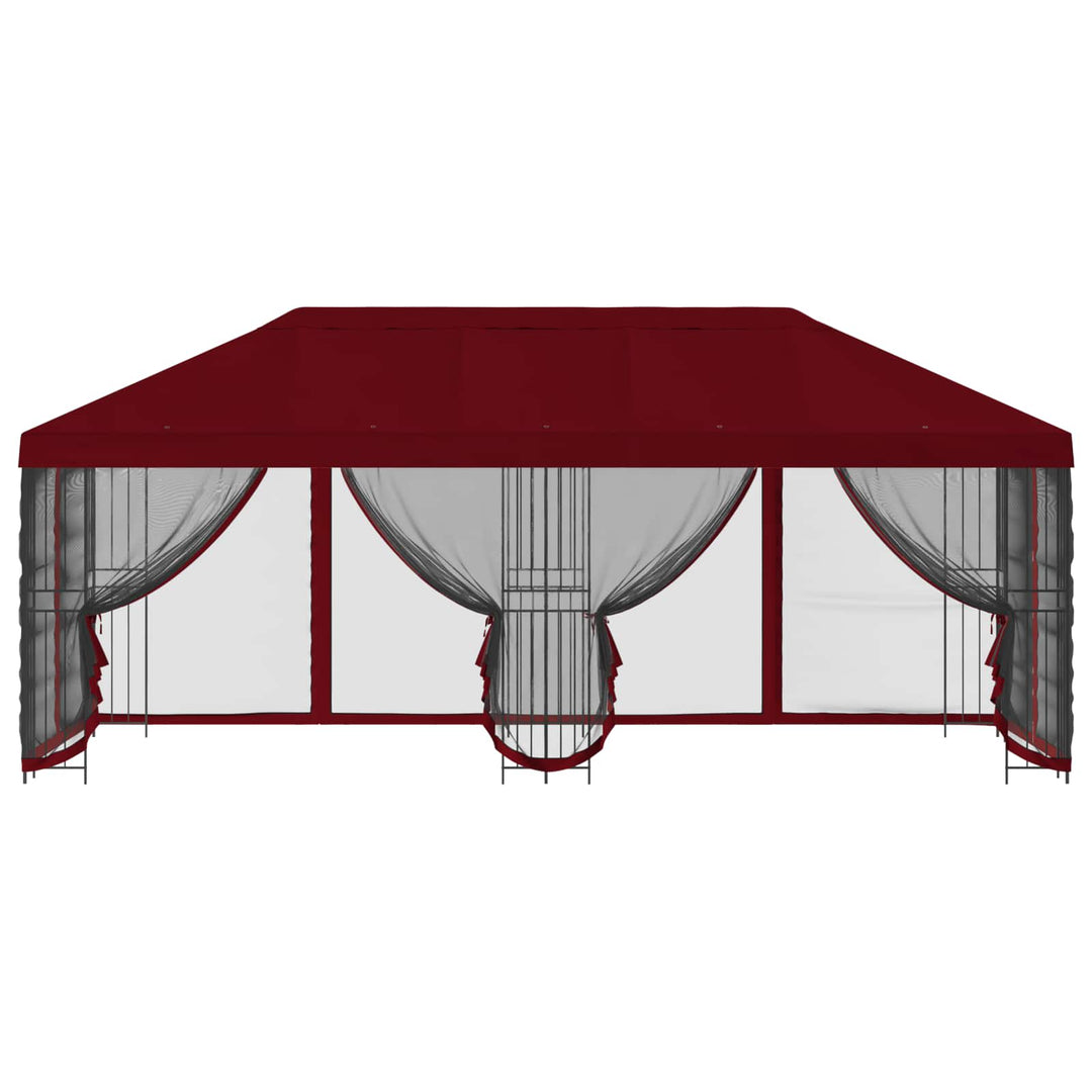 Pavillon med sidetapper 6 x 3 m Bordeaux Polyester og Stål 190