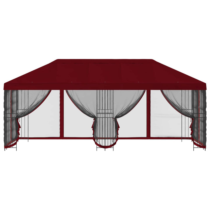 Pavillon med sidetapper 6 x 3 m Bordeaux Polyester og Stål 190