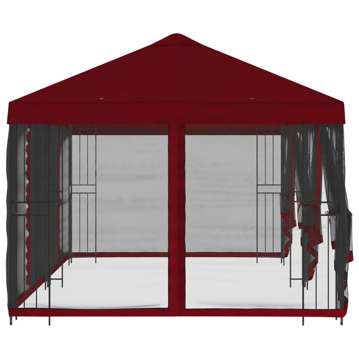 Pavillon med sidetapper 6 x 3 m Bordeaux Polyester og Stål 190