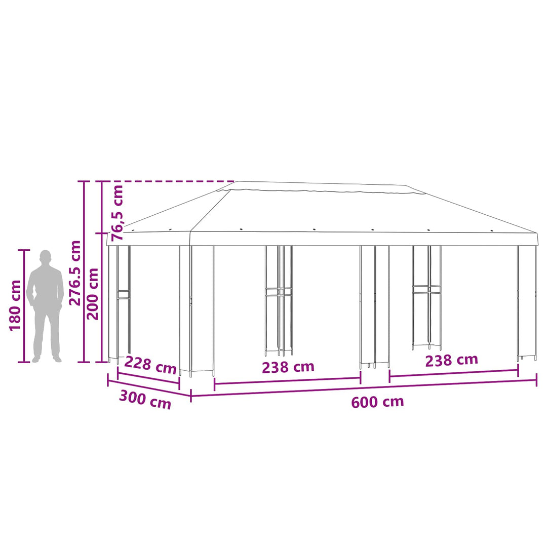 Have Gazebo 6 x 3 m Cremefarvet Polyester og Stål 190