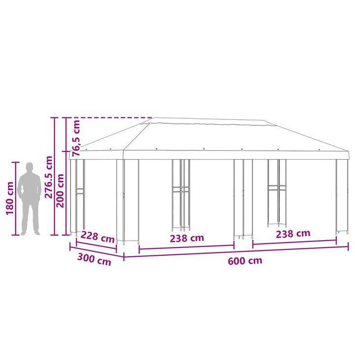 Have Gazebo 6 x 3 m Cremefarvet Polyester og Stål 190