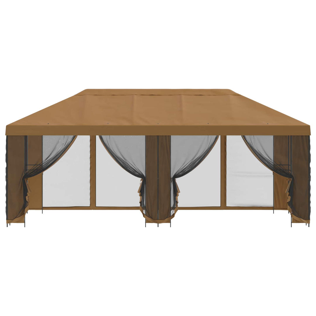 Pavillon med sidetapper 6 x 3 m Beige Polyester og Stål 190