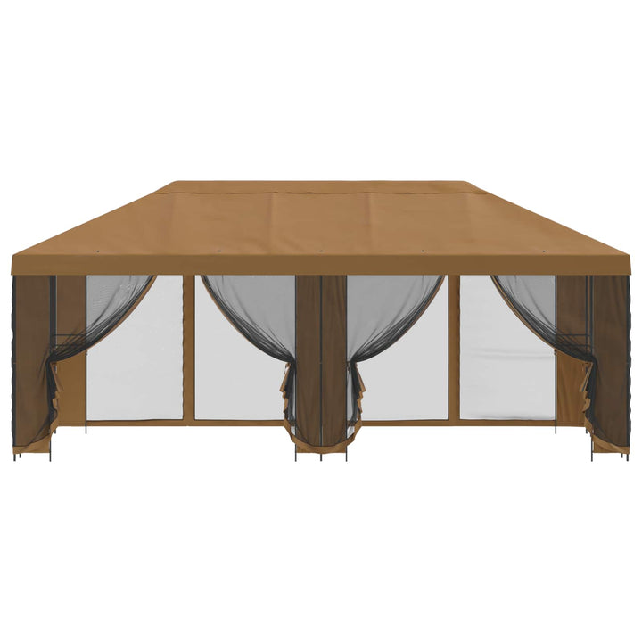 Pavillon med sidetapper 6 x 3 m Beige Polyester og Stål 190