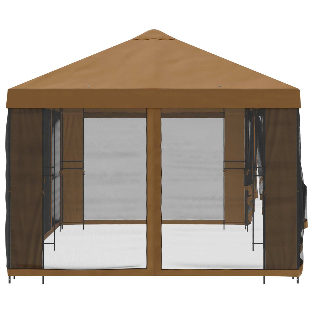 Pavillon med sidetapper 6 x 3 m Beige Polyester og Stål 190