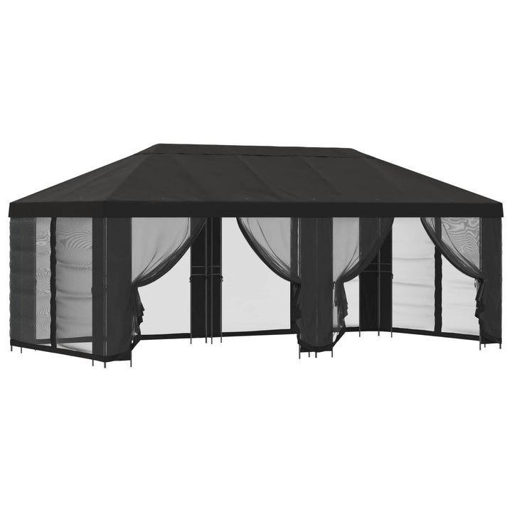 Pavillon med sidetapper 6 x 3 m Antracit Polyester og Stål 190