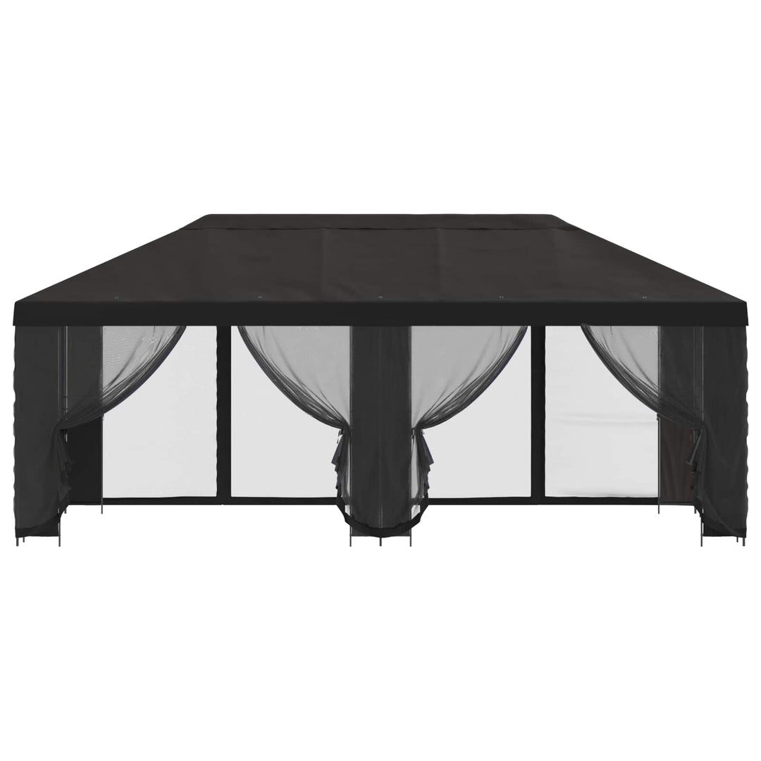 Pavillon med sidetapper 6 x 3 m Antracit Polyester og Stål 190