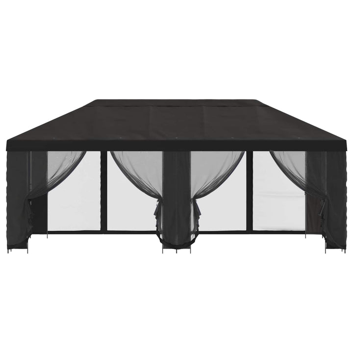 Pavillon med sidetapper 6 x 3 m Antracit Polyester og Stål 190